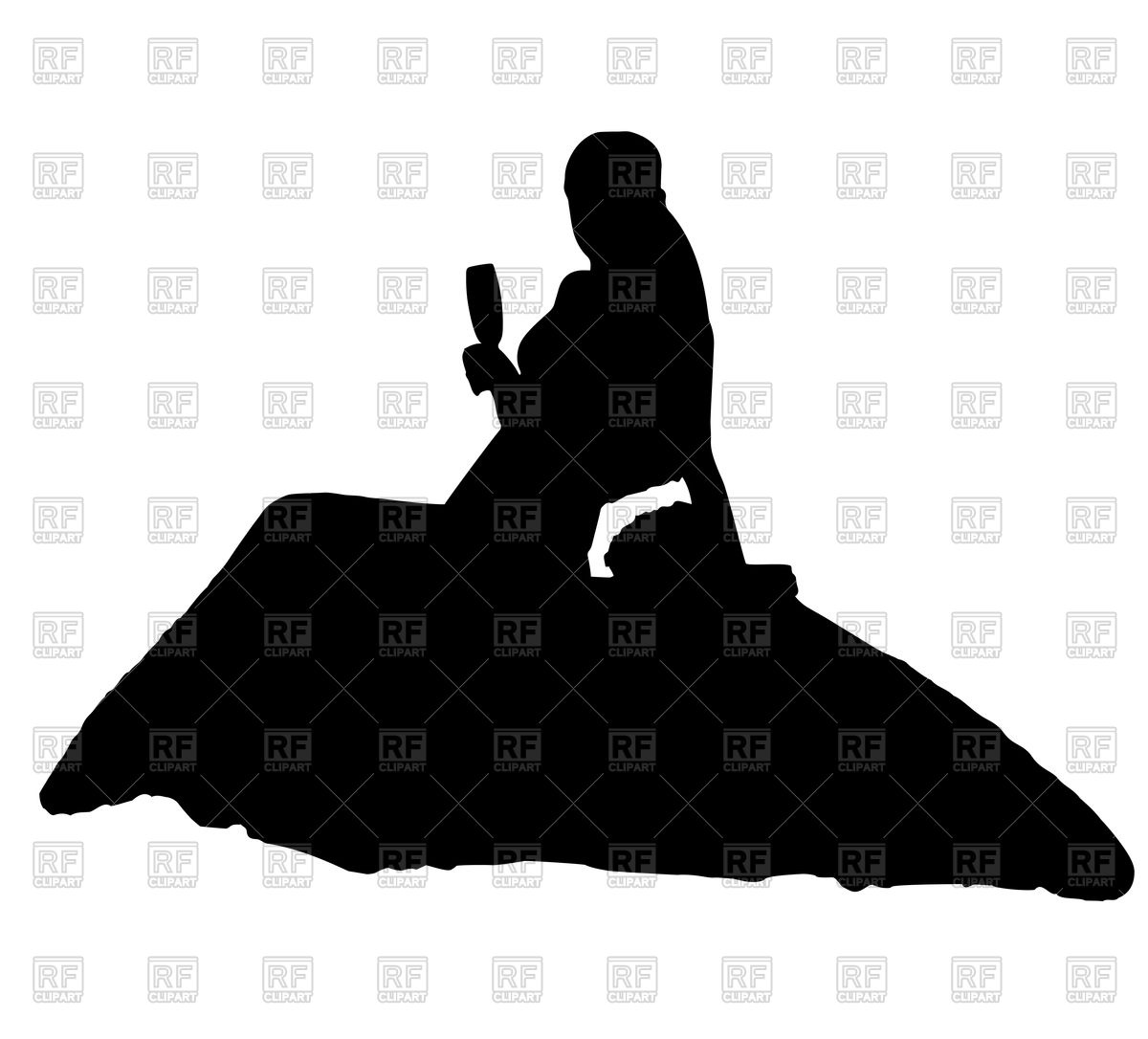 1200x1086 Silhouette Of Sitting Bride With Glass Royalty Free Vector Clip