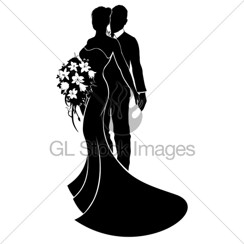 500x500 Wedding Couple Bride And Groom Silhouette Gl Stock Images