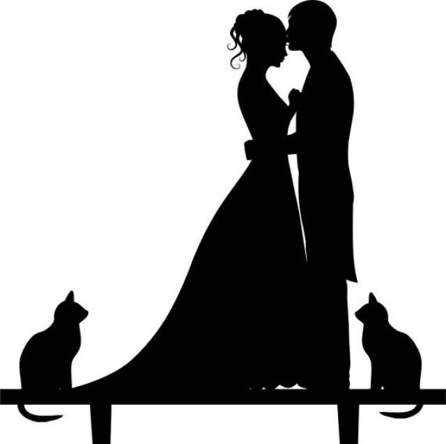 640x637 Wedding Cake Topper Silhouette Groom And Bride, Acrylic Cake