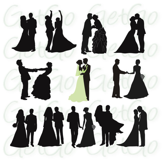 570x564 Wedding Silhouettes Printable Download Graphic Artwork Clip Art