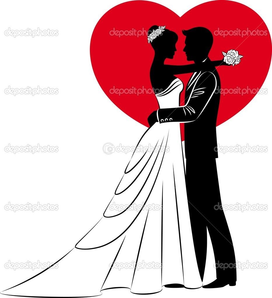 932x1023 Bride And Groom Illustration