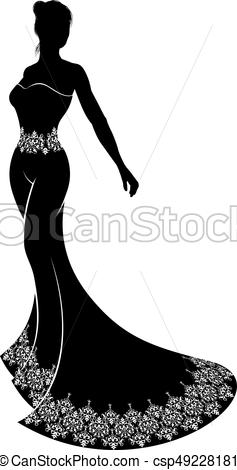 237x470 Wedding Silhouette Bride. A Bride In Silhouette In A Vector
