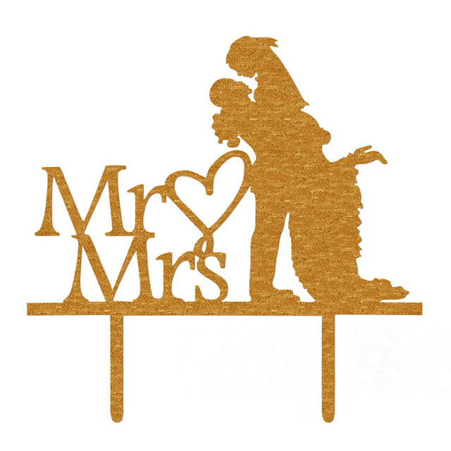 640x640 Acrylic Mr Mrs Sign Bride Groom Heart Silhouette Wedding Cake