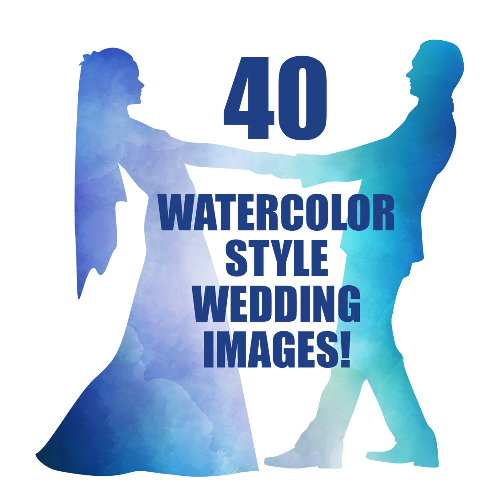 1000x1000 Wedding Silhouettes, Watercolor, Clipart, Wedding, Clip Art, Bride
