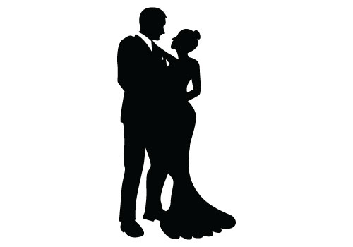 500x350 Bride And Groom Silhouette Clipart White Vector Collection