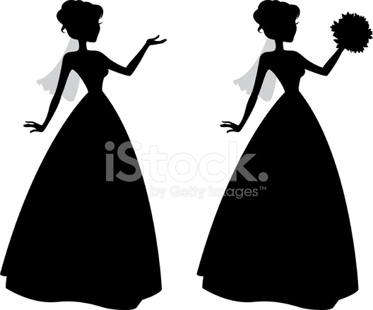 528x439 Cute Little Bride Silhouettes Stock Vector