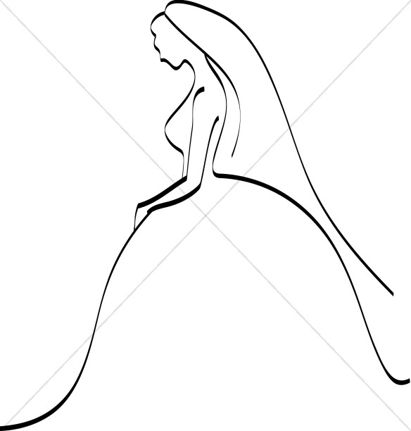 584x612 Praying Bride Silhouette Christian Wedding Clipart