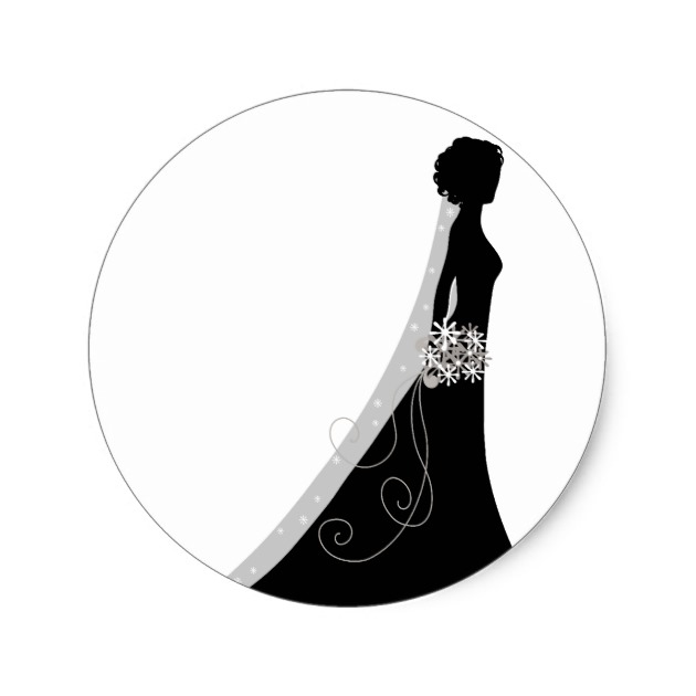 630x630 Veiled Bride Silhouette Clipart Wedding Stickers