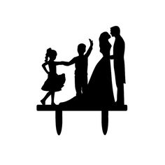 236x236 Silhouette Wedding Cake Topper Bride And Groom With Boy Amp Girl