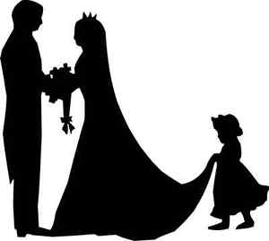 300x269 Die Cut Silhouette Bride Groom Bridesmaid X 8 Card Making Wedding
