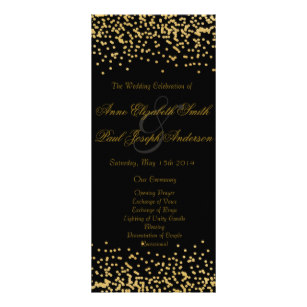307x307 Black Gold Wedding Program Rack Cards Zazzle