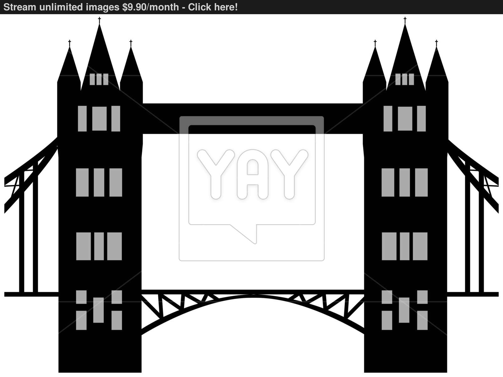 1600x1200 Image Of Cartoon Tower Bridge Silhouette. Vector Illustration