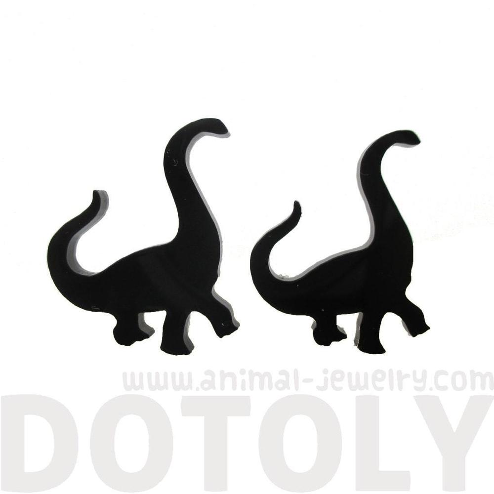 1000x1000 Large Brontosaurus Dinosaur Silhouette Shaped Stud Earrings