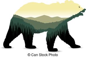 292x194 Silhouette Of Bear. Silhouette Of Standing Brown Bear. Clip Art