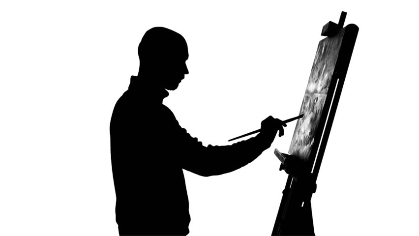 852x480 Talanted Painter Drawing A Painting By Oil Paints Holding
