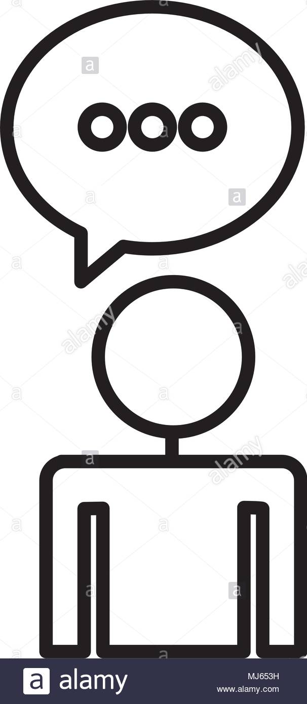 606x1390 Human Figure With Speech Bubble Silhouette Stock Vector Art