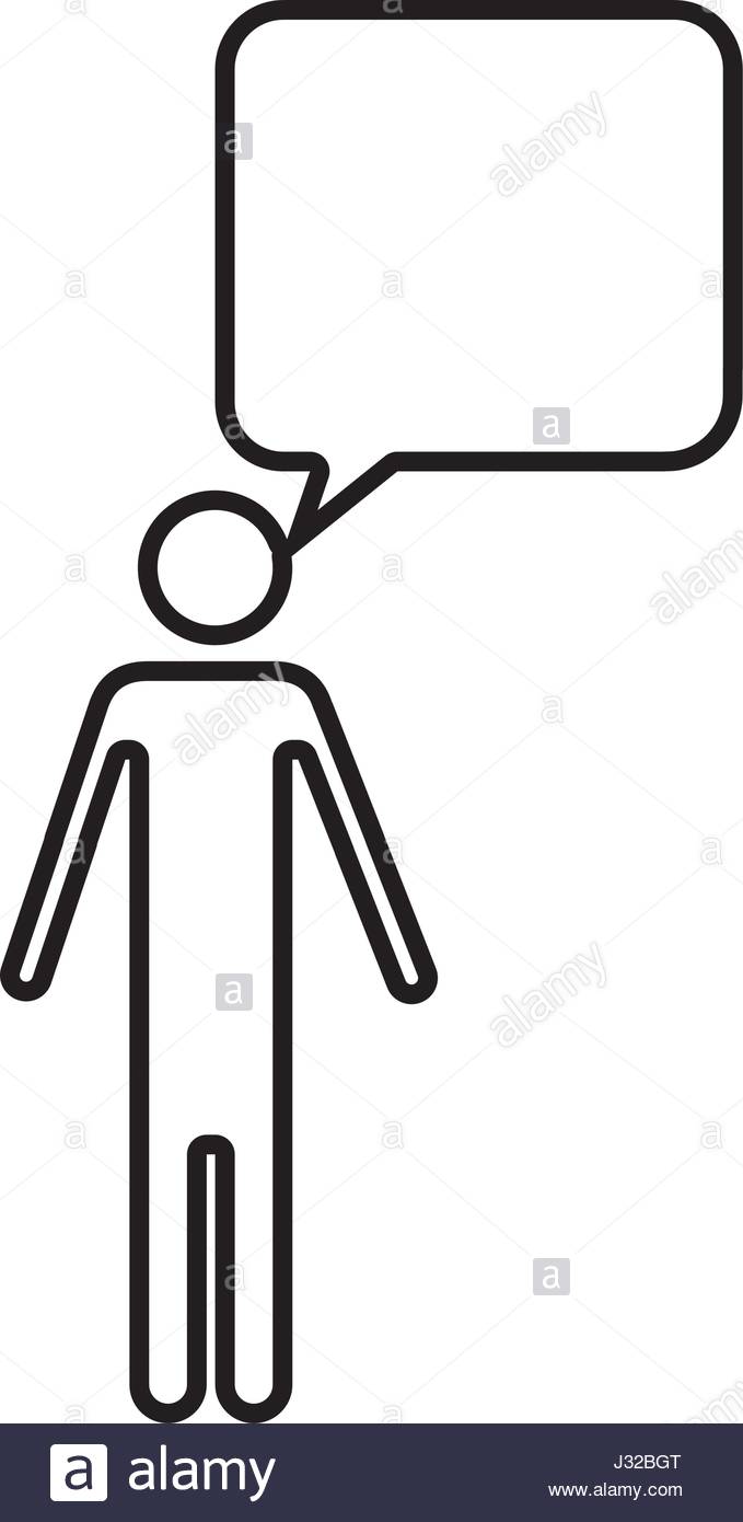 679x1390 Monochrome Silhouette Of Pictogram Man With Bubble Speech Stock