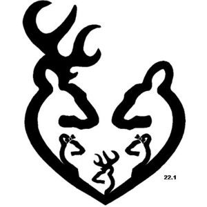 300x300 Deer Heart Buck Doe And 3 Babies Browning Decal Sticker 12 Inch
