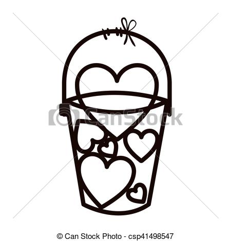 450x470 Silhouette Fishing Bucket With Shape Hearts Vector Eps Vector