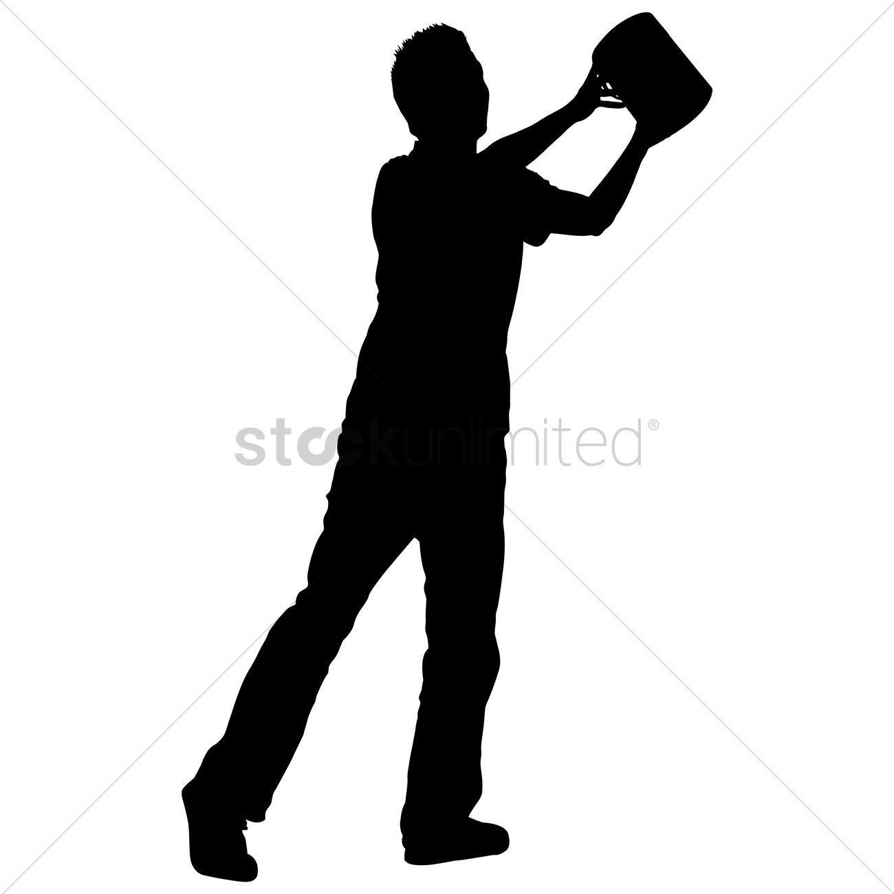 1300x1300 Silhouette Of A Man Holding Paint Bucket Vector Image