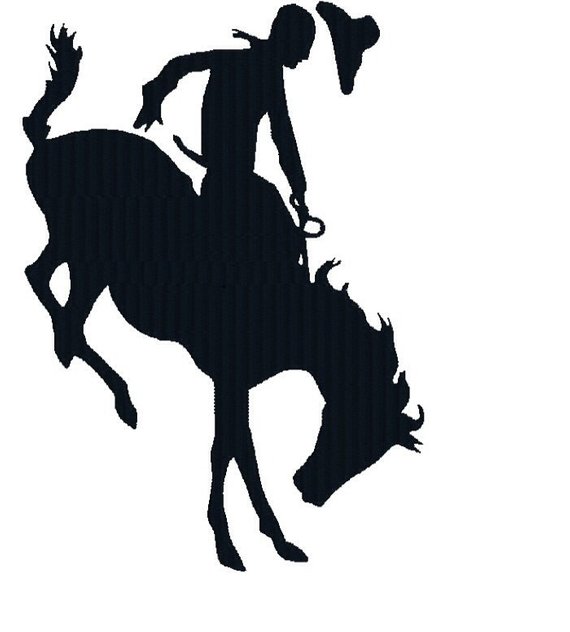 570x632 Cowboy On Bucking Bronco Horse Silhouette Machine Embroidery