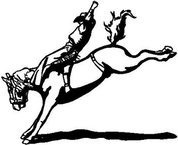 350x285 Cowboy Riding A Bucking Horse, Vinyl Cut Decal
