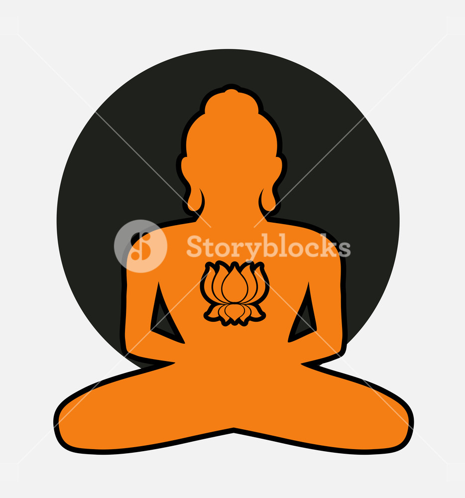 934x1000 Vintage Buddha Silhouette With Lotus Flower Vector Illustration