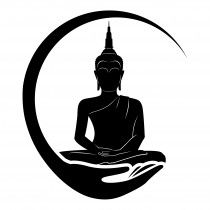 210x210 Boeddha In Hand Muursticker Raamsticker Cameo