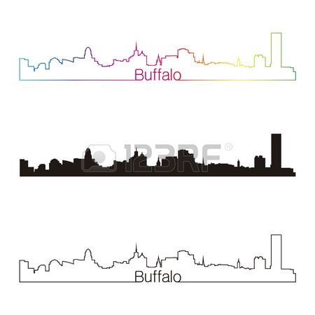 450x450 Buffalo Skyline Linear Style With Rainbow In Editable Vector File
