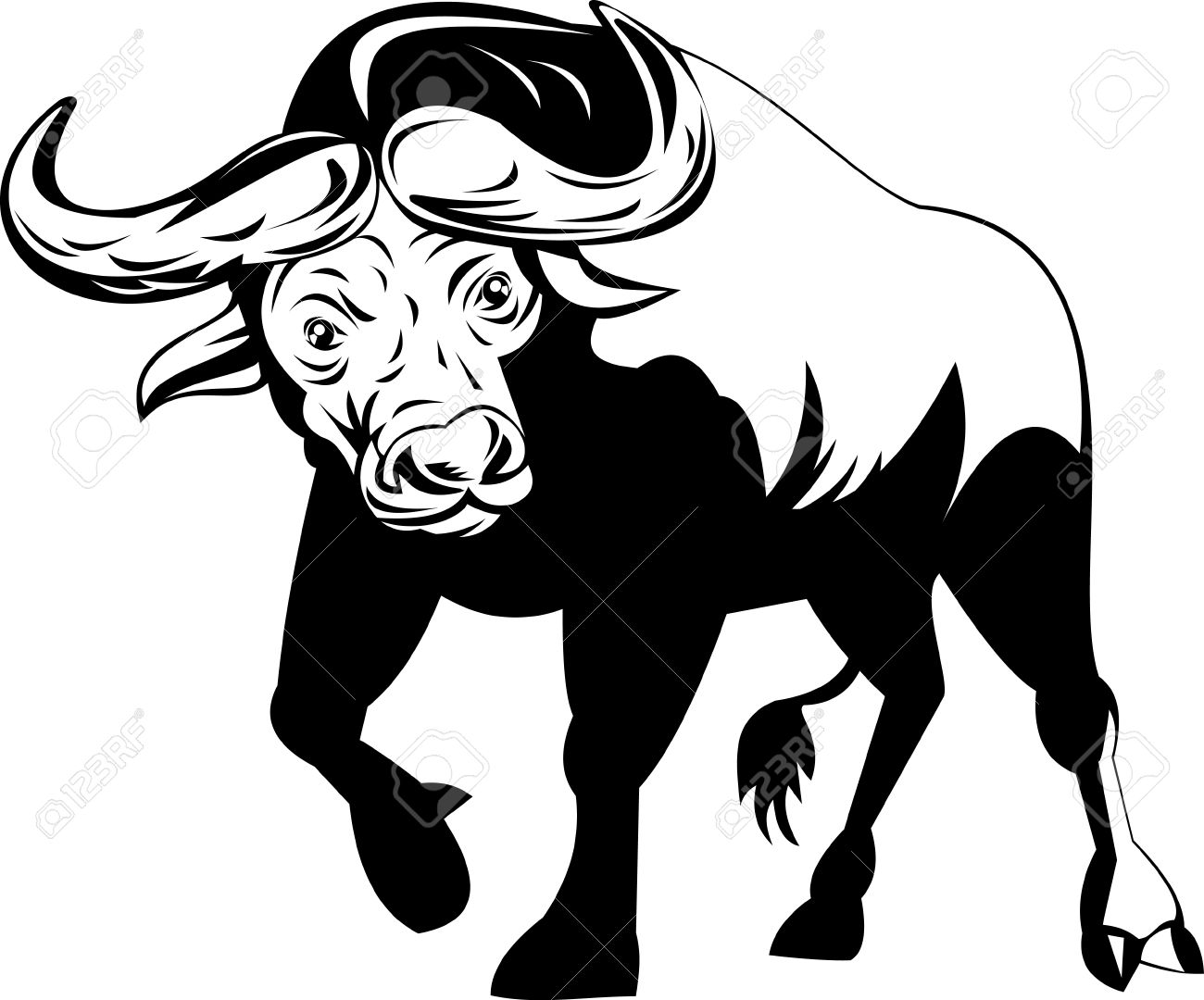 1300x1080 African Buffalo Clipart Silhouette