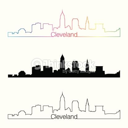 414x414 Cleveland Skyline Silhouette Outline