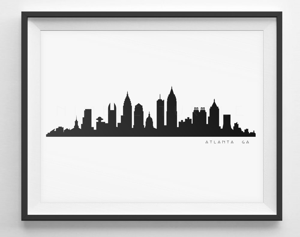 1000x790 Atlanta Skyline Black And White Silhouette