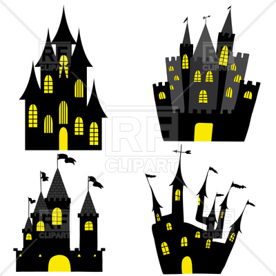 400x400 Set Of Halloween Black Castles Royalty Free Vector Clip Art Image