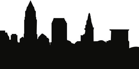 480x240 Cleveland, Ohio Skyline Silhouette Cityscape Purses And Pillows