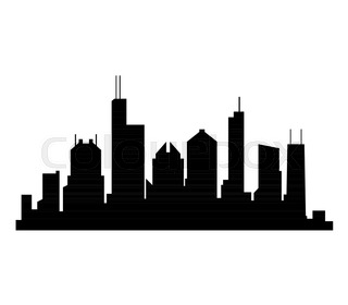 320x280 Chicago Illinois City Skyline Silhouette. Vector Illustration