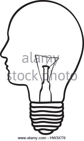 281x470 Illustration Of Bulb With Silhouette Human Face Vector Illustrat