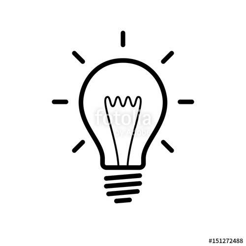 500x500 Light Bulb Icon. Black, Minimalist Icon Isolated On White