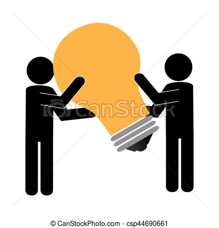 450x470 Silhouette People With Big Light Bulb Icon Vector Clip Art