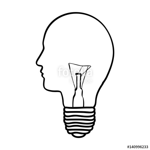 500x500 Monochrome Silhouette Of Light Bulb With Glass In Shape Of Human