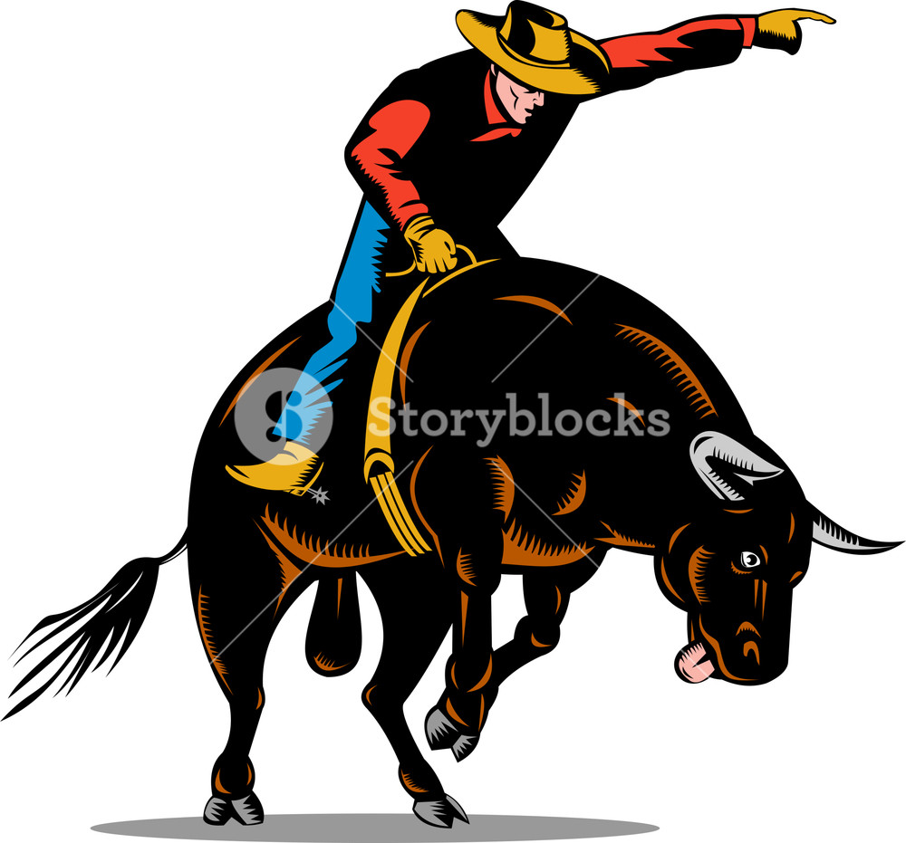 1000x931 Rodeo Cowboy Horse Bull Riding Silhouette Royalty Free Stock Image