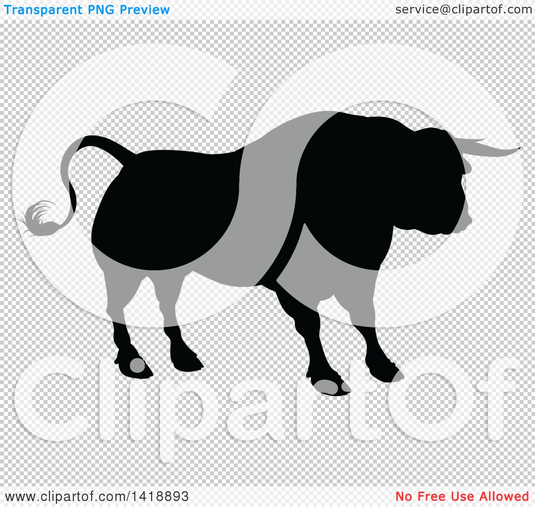 1080x1024 Clipart Of A Silhouetted Black Bull