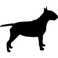 200x200 Miniature Bull Terrier Silhouettes With Heart Cake Topper