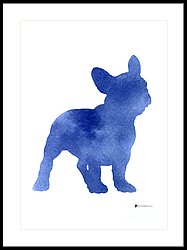 187x250 Blue French Bulldog Silhouette Art Print Watercolor Painting