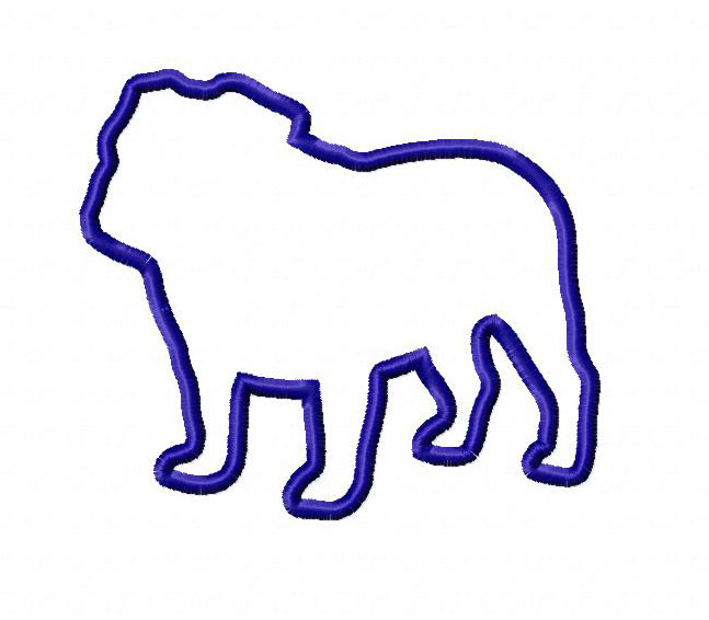 647x566 Applique Bulldog Silhouette Machine Embroidery Design