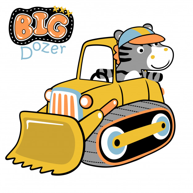 626x626 Zebra On Bulldozer, Vector Cartoon Vector Premium Download