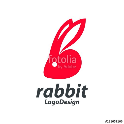 500x500 Red Rabbit Head Logo, Red Bunny Head Silhouette Design Logo Vector
