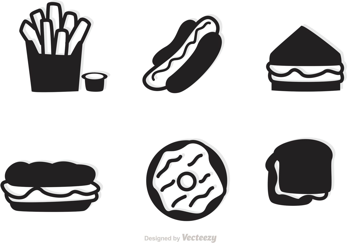 1400x980 Fast Food Icons Vector Silhouettes