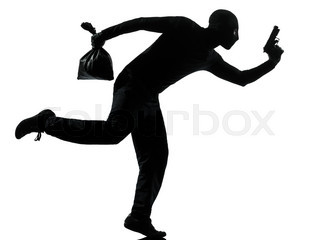 320x240 Thief Criminal Running In Silhouette Studio Isolated On White