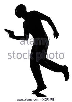 300x421 Thief Criminal Terrorist In Silhouette Studio Isolated On White
