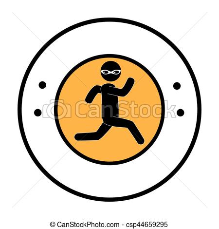 450x470 Circular Border With Silhouette Thief People Vector Eps Vectors